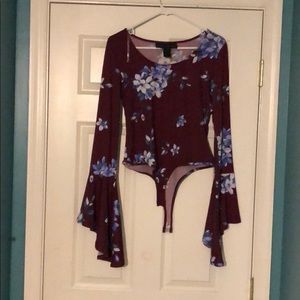 Burgundy Floral Bodysuit